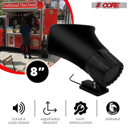 5 Core PA Speaker 5 x 8" 65W Bull Horn Loud Audio Outdoor Speakers System 8Ohm Reflex Megaphone