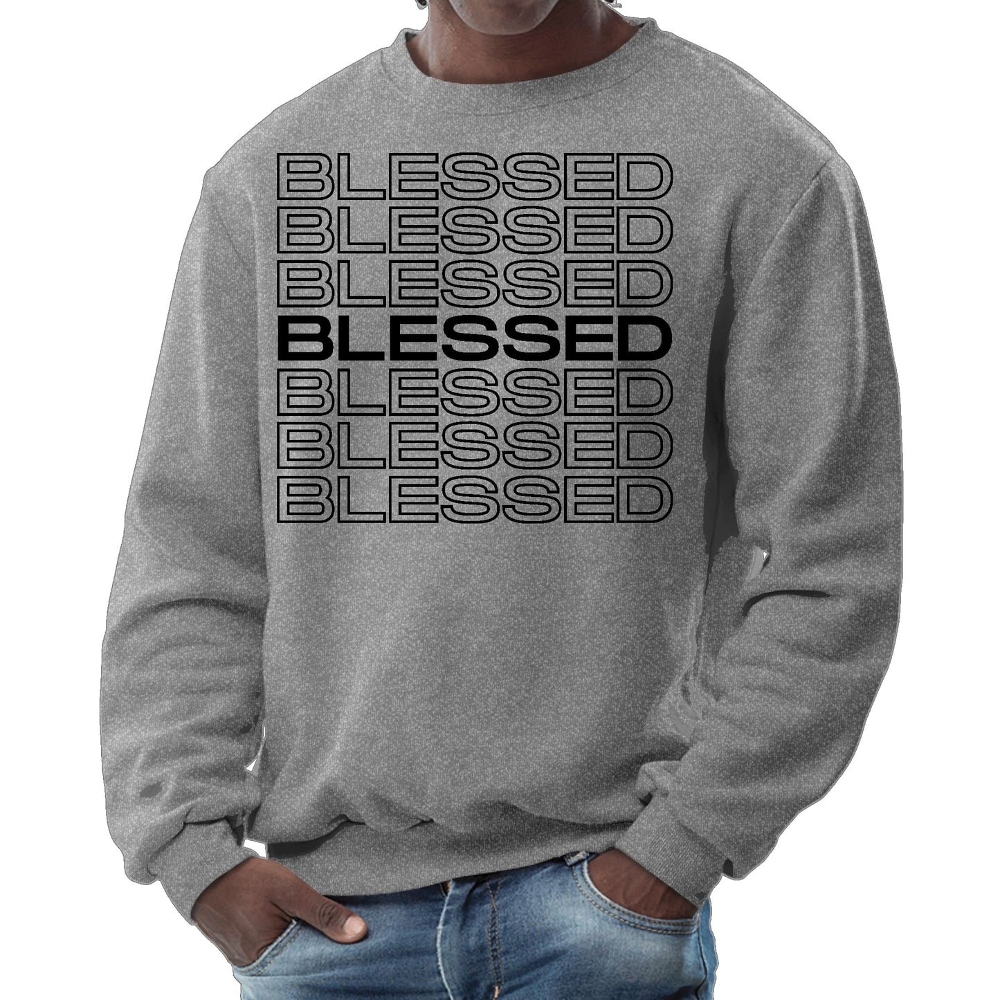 Mens Graphic Sweatshirt - Stacked Blessed Print