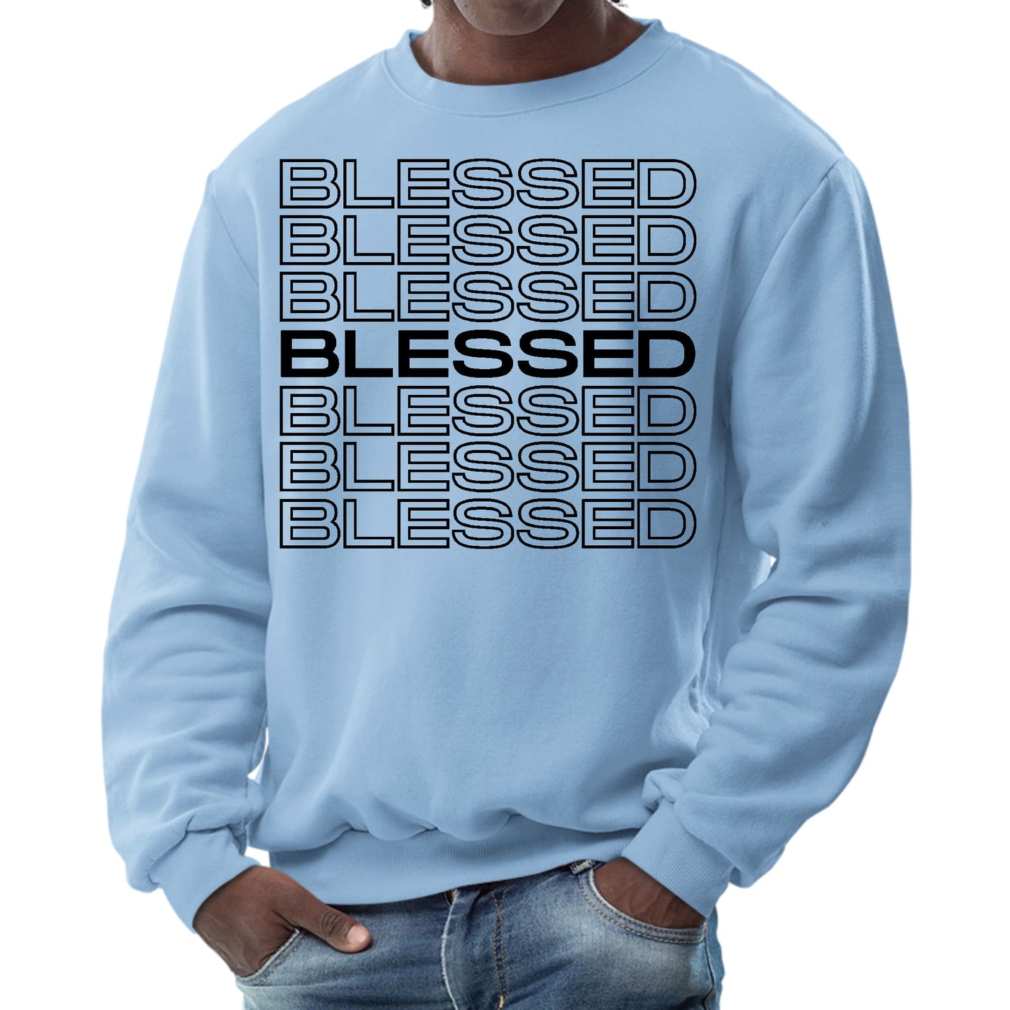 Mens Graphic Sweatshirt - Stacked Blessed Print