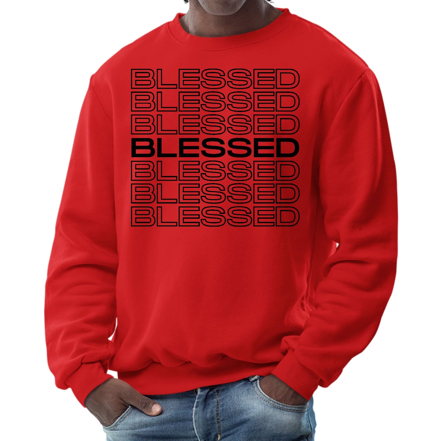 Mens Graphic Sweatshirt - Stacked Blessed Print