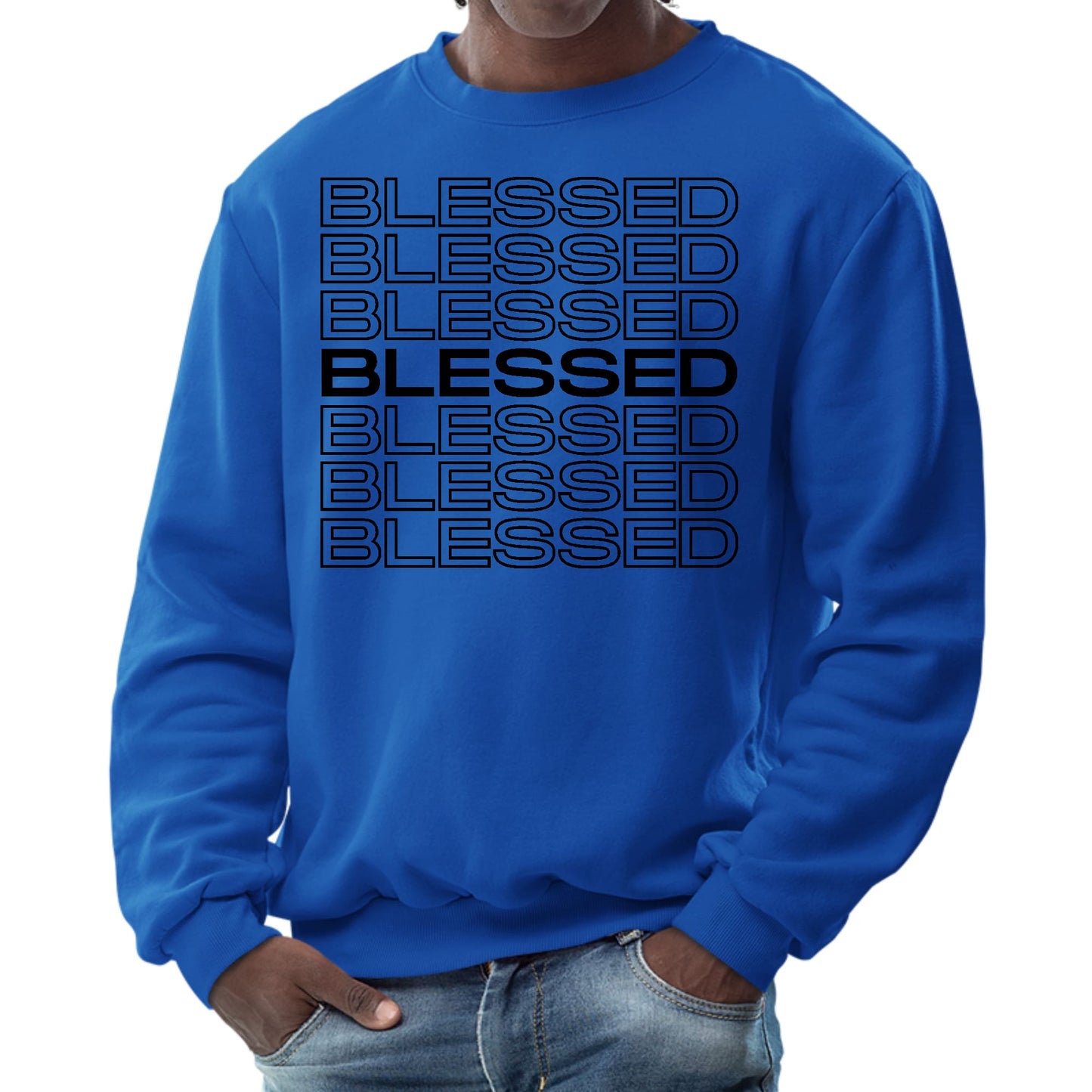 Mens Graphic Sweatshirt - Stacked Blessed Print